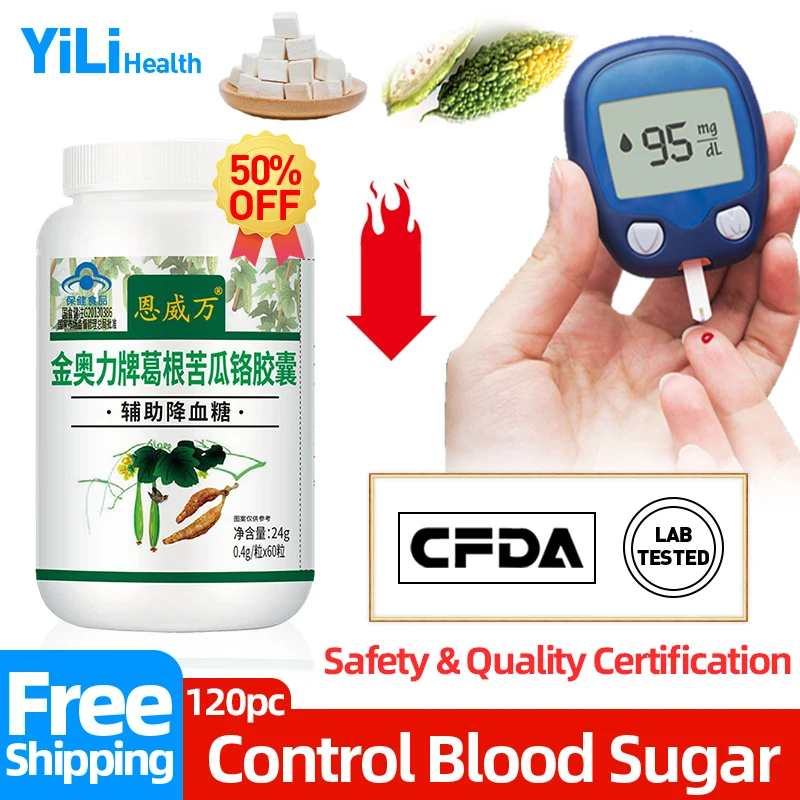 

Diabetes Treatment Capsules Diabetic Relief Medicine Bitter Melon Extract Control High Blood Sugar Supplement CFDA Approved 60PC