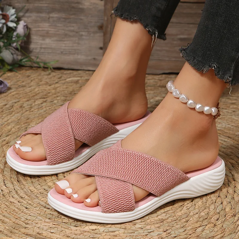 2023 Summer New Cross Beach Thick Sole Sandals for Women's Outdoor Leisure Sports Sandals Plus Size 35-43