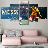 modern canvas paintings hd prints posters 5 pieces wall artfamous football superstar lionel pictures home decoration framework