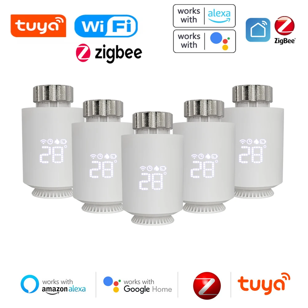 

ZigBee Smart Radiator Actuator Voice Control Intelligent Thermostatic Valve Temperature Controller Support Alexa Google Home