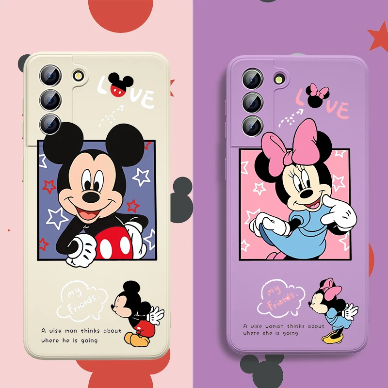 

Disney Mickey Minnie Mouse Liquid Silicone For Samsung Galaxy S22 S21 Pro S20 FE S10 Note 20 10 Plus Lite Ultra 5G Phone Case