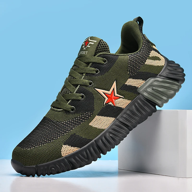 

Зеленая камуфляжная обувь, специальная обувь для учеников, военная тренировочная Летающая спортивная обувь, мужская обувь, женская беговая Обувь