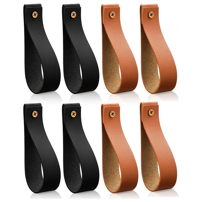 

8 Pcs PU Leather Wall Hooks Pu Leather Curtain Rod Holder Towel Holders For Wall Faux Leather Strap