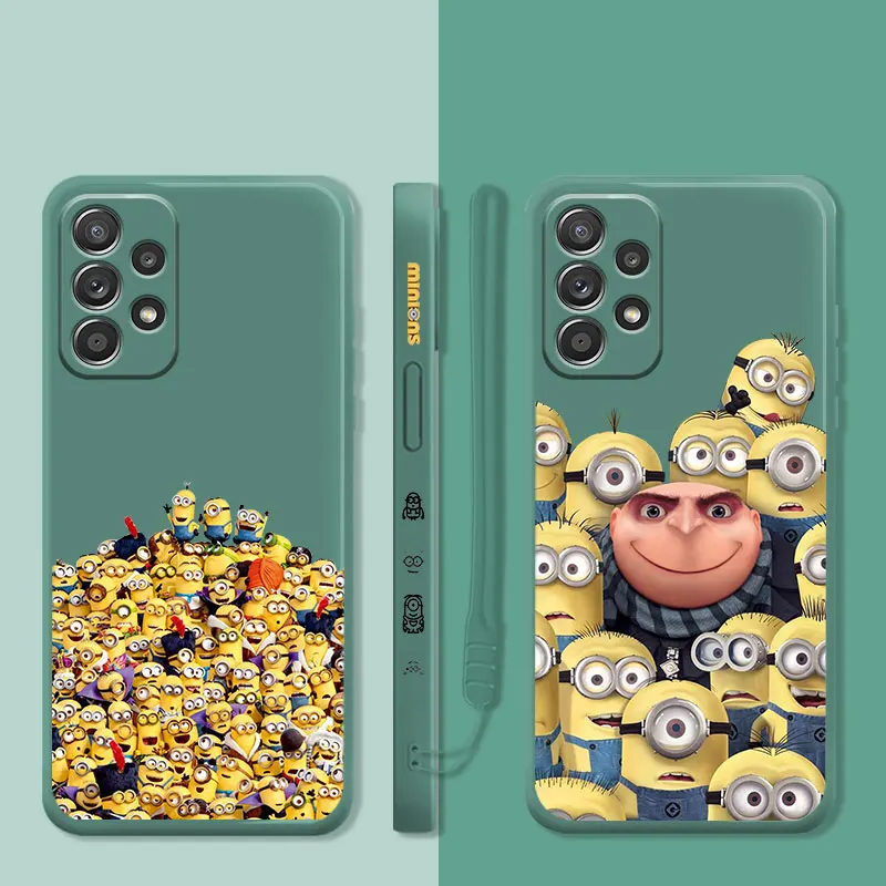 

Minions Family Bob Stuart Kevin Liquid Candy Case For Samsung Galaxy A73 A71 A72 A12 A21s A22 A23 A31 A32 A51 A52 A52s A53 A02s