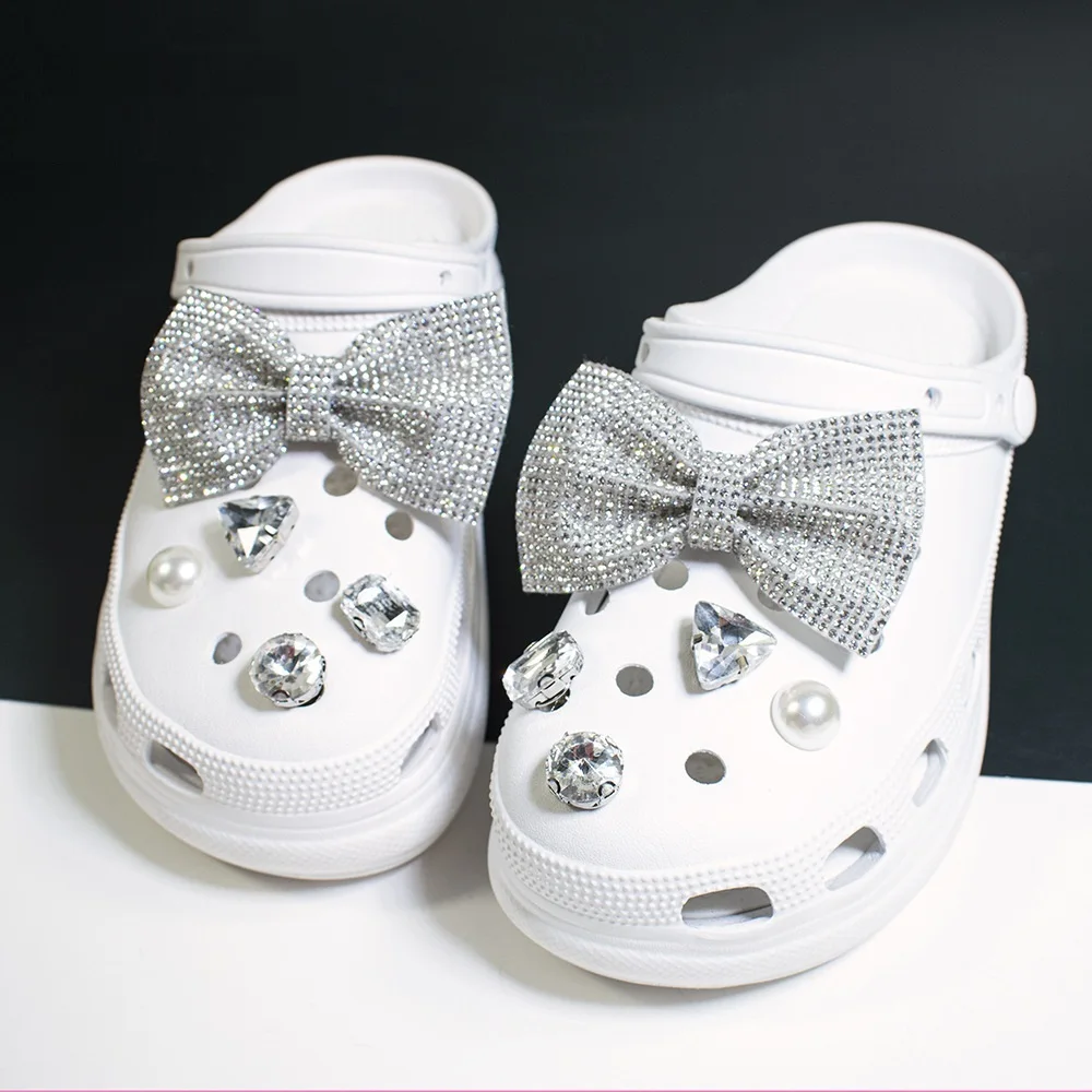 DIY Girls Shoe Decoration Buckle Charms Accessorie snowflake bowknot Crystal diamondCombination for croc Kid Party Gift