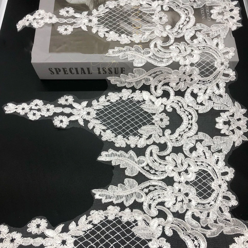 

20Yards Refined Luxury with Continental Car Bone Sequined Lace Wedding Dress Accessories Lace Trim