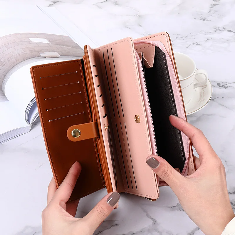 

Fashion Women Wallet PU Leather High Quality Coin Purse Card Holder Hasp Zipper Wallet Female Long Clutch Purse Money Phone Bag