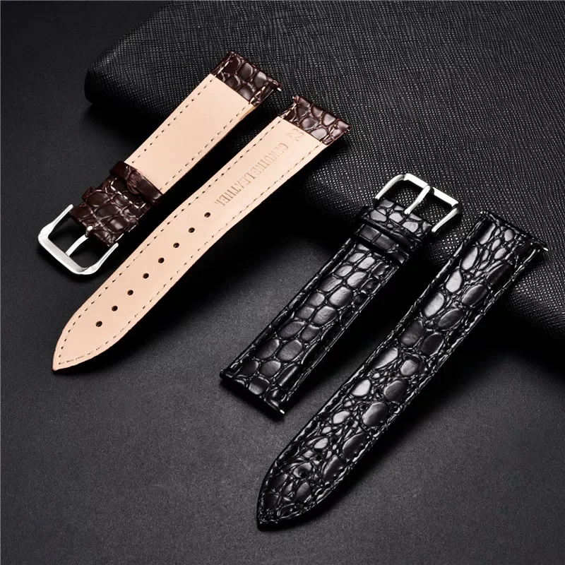 

Crocodile Skin Design Calfskin Strap Soft Leather Watchbands Replacement Business Straps 16 18 20 22 24mm Casual Watch Band