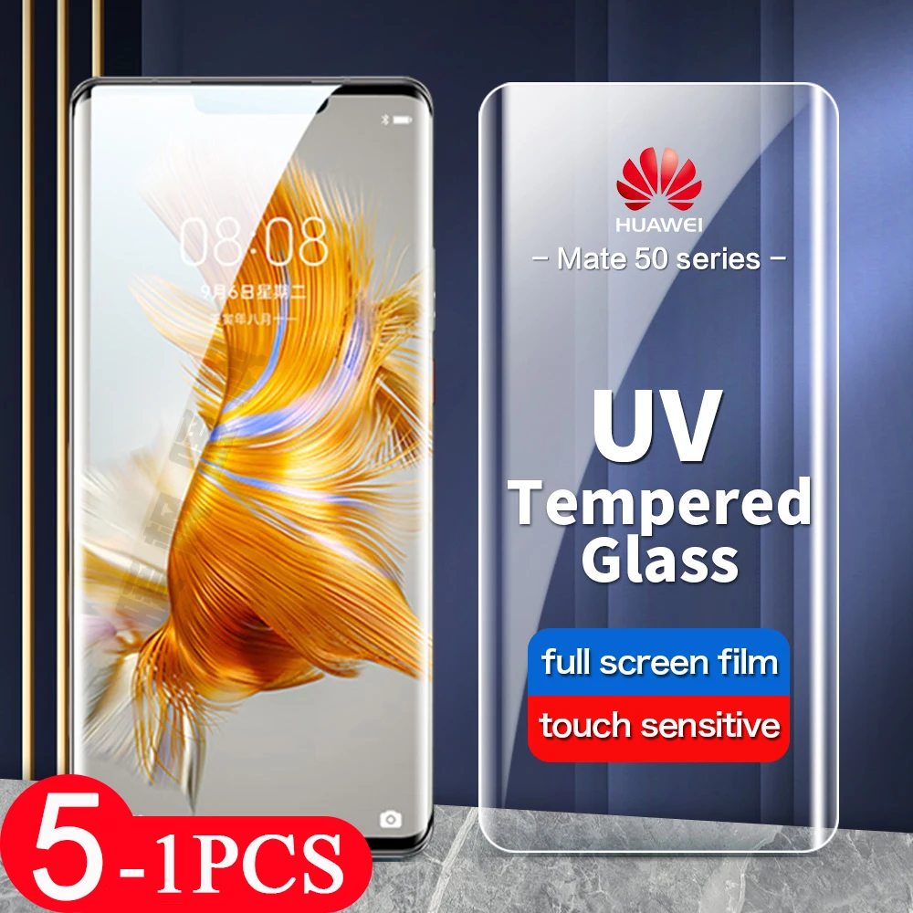 

5/3/1Pcs UV Tempered glass smartphone For Huawei mate 50 40 30 30E 20 pro plus RS 40E phone screen protector HD protective film