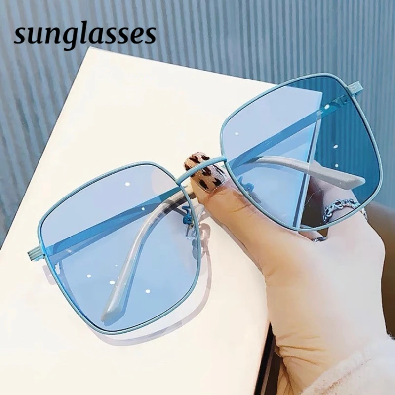 

Fashion Large Square Sunglasses For Women New Blue Full Frame Sunglasses Anti UV Sunglasses For Driving Traveling Fishing