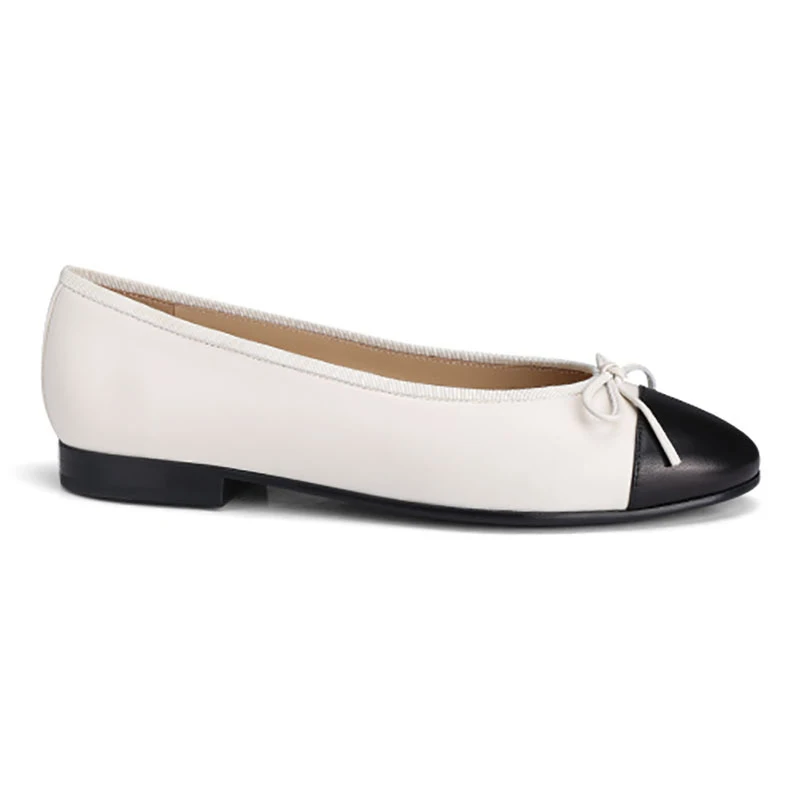Туфли-лодочки женские с круглым носком на плоской подошве бантом | Балетки