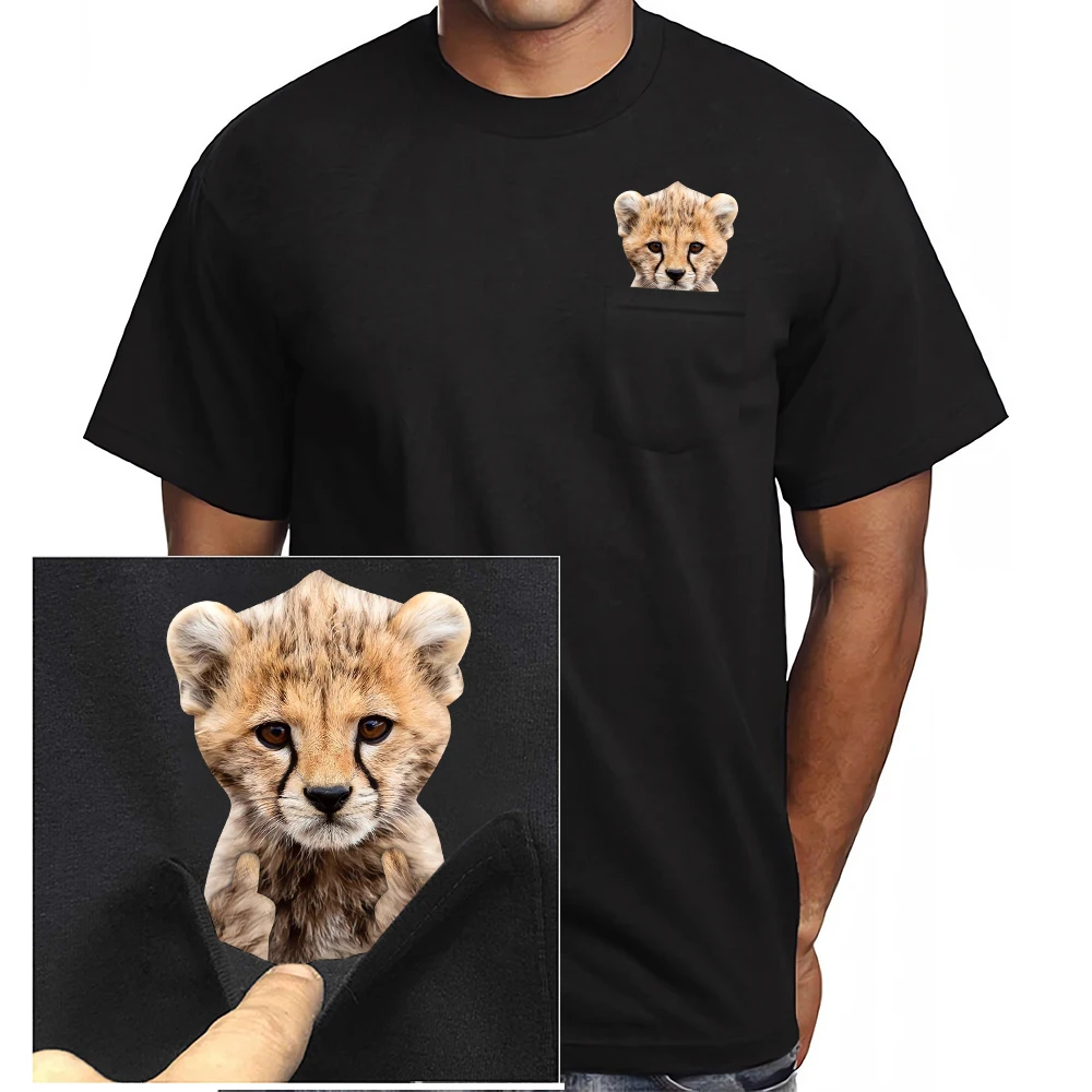 Футболка мужская из хлопка с коротким рукавом и карманом для пальцев