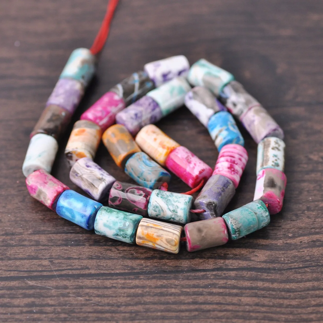 

32pcs Mixed Cylinder Shape 11x8mm Colorful Dyed Agate Stone Loose Beads For Jewelry Making DIY Findings
