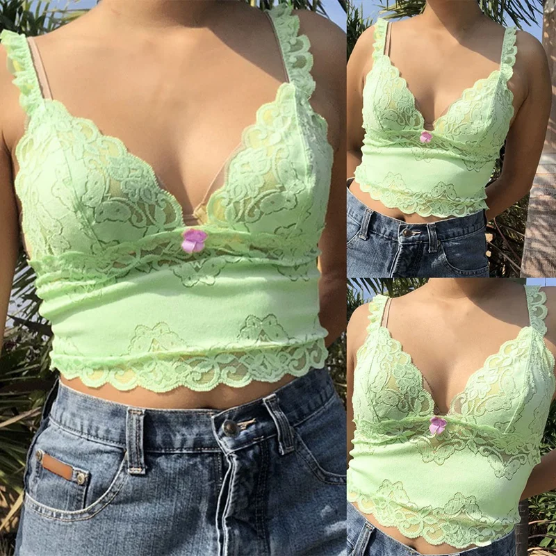 

Женский кружевной топ без рукавов, с V-образным вырезом