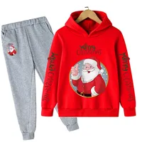 Kids Baby Boys Girls Santa Claus Clothes Set Long-Sleeved Cartoon O-Neck Hoodies Sweatshirt+Long Pants Sets Merry Christmas Sui
