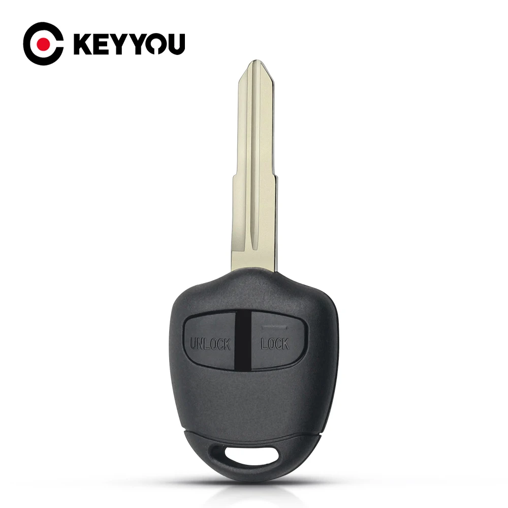 KEYYOU-Funda de llave remota de botón 10x2 para Mitsubishi Lancer EX Evolution Grandis Outlander, carcasa de llave en blanco, cubierta de Fob, hoja izquierda