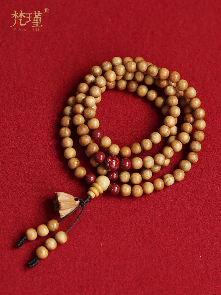 

Fanjin 108 multi-circle peach wood lotus seedpod bracelet artistic cinnabar couple zodiac year of birth accessories play string