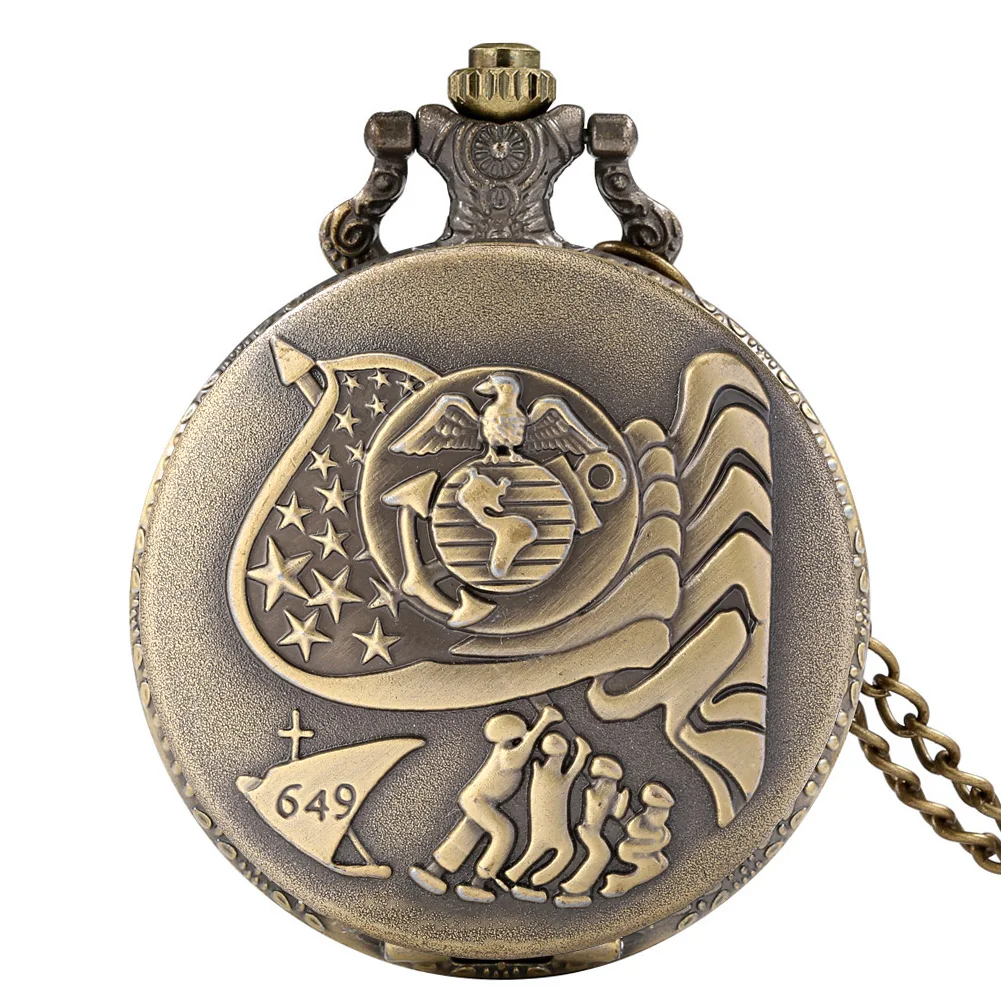 

Retro Bronze United States 649 Navy Pocket Watch Classic Embossed Eagle Necklace Pendant Sweater Chain Hour Army Military Gifts
