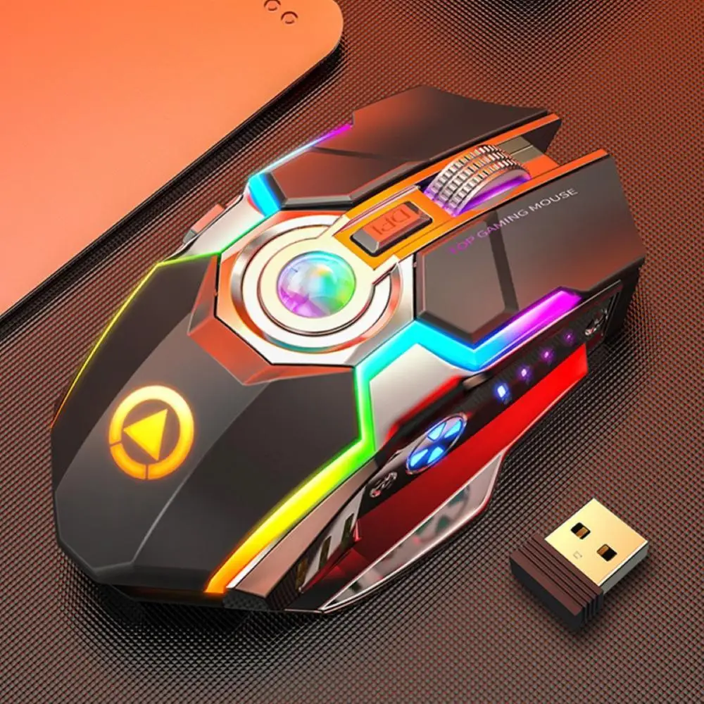 Беспроводная игровая мышь A5, 2,4 ГГц, USB, 7 кнопок, 1600DPI, RGB подсветка, перезаряжаемая геймерская Бесшумная мышь для ПК и ноутбука