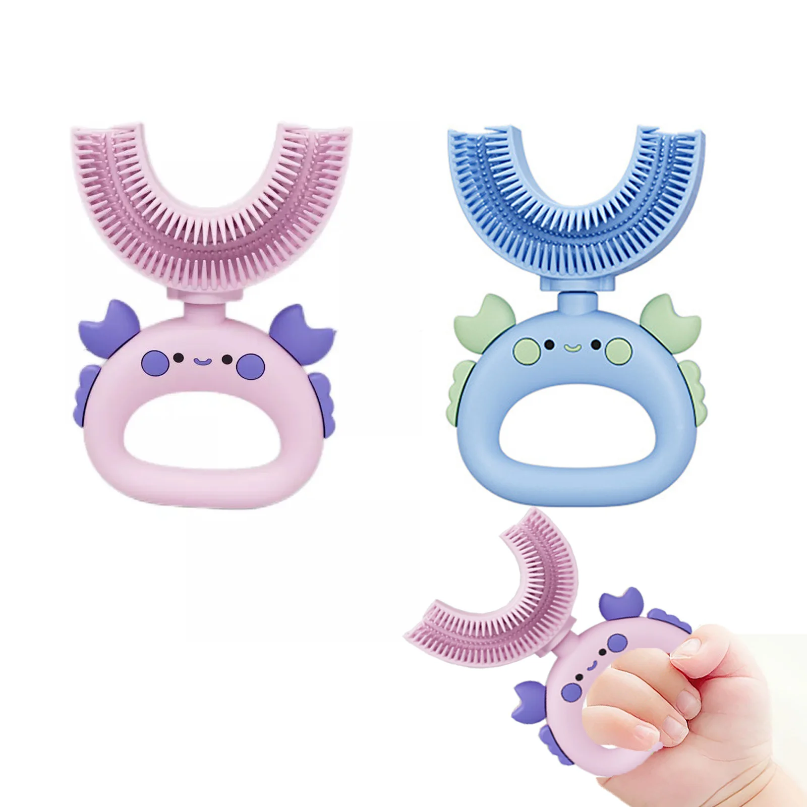 Детская зубная щетка детская U-образная 360 градусов силиконовая для ухода за