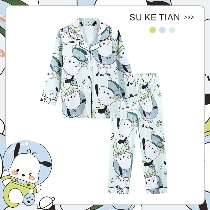 

Anime Sanrio Cinnamoroll Kuromi My Melody Children's Fall Pajamas Cute Pochacco Boy Girl Casual Long Sleeve Pajama Set Gift