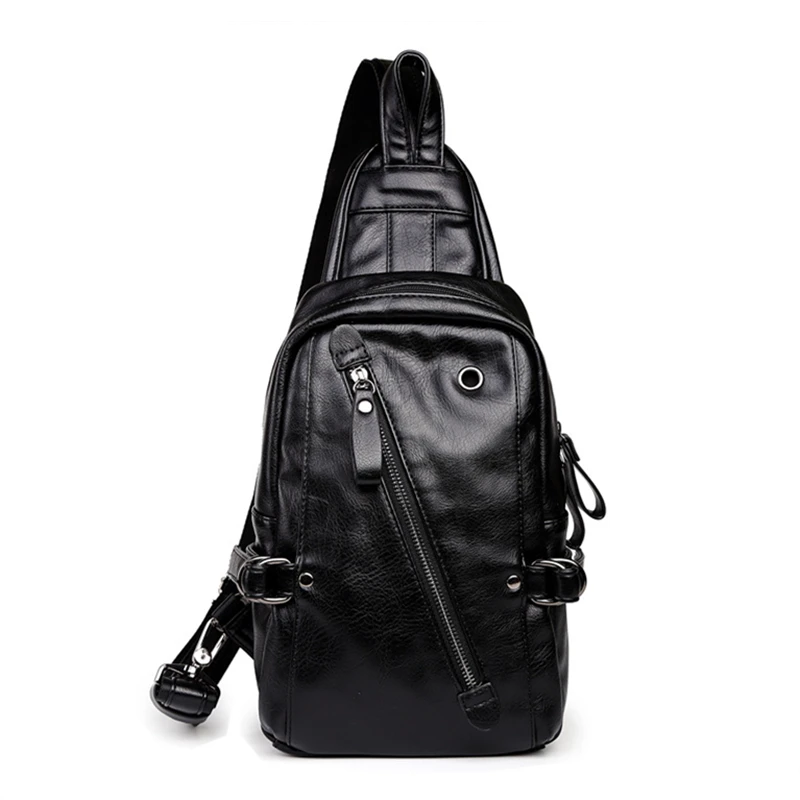 

Fashionable Men's Chest Bag Leisure Travel Messenger Bag Portable Cycling Black Backpack