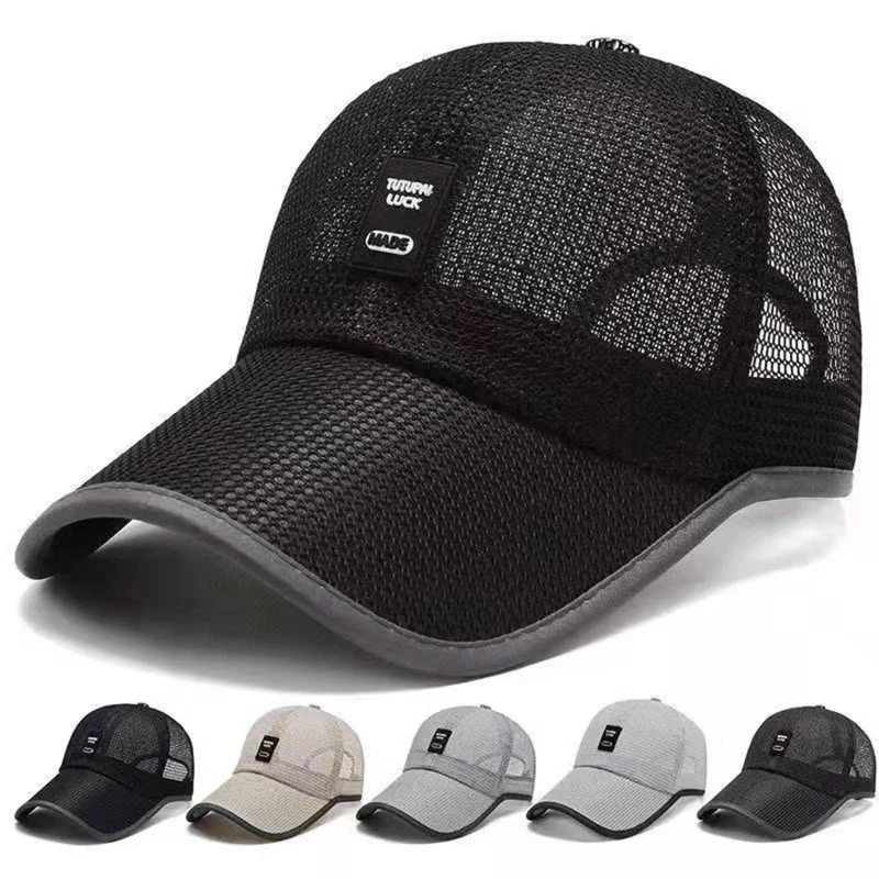 

Summer Women Men Mesh Baseball Cap Solid Snapback Label Stick Sunhat Outdoor Breathable Hip Hop Baseball Hats Casquette