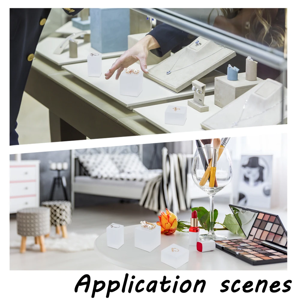 4Pcs Mixed Sizes Frosted Acrylic Cube Display Stands for Jewelry Presentation Ornaments Holder Organizer Rack Cosmetic Stand Pad