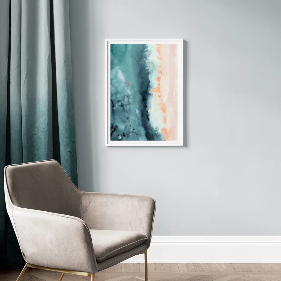 Абстрактные пляжные волны облачные облака пейзаж скандинавские плакаты и печать