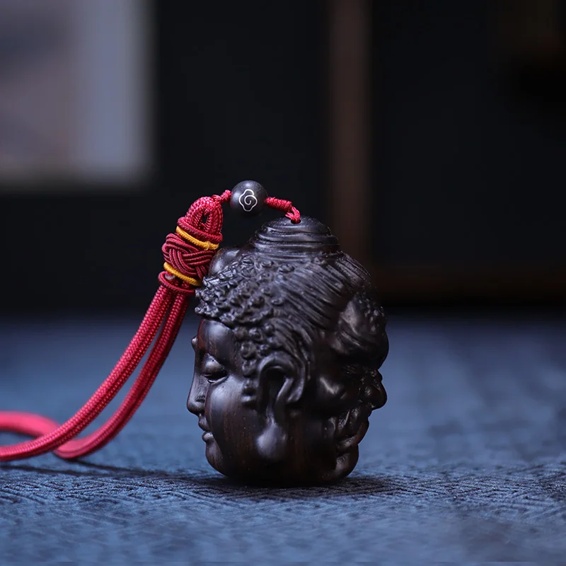 

Ebony Wood 6cm Buddha Wood Statue Home Decor Office Decoration Feng Shui Mascot Pendant