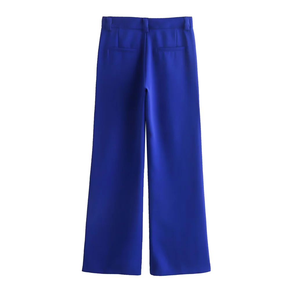 Женский весенне-летний офисный костюм с прямыми брюками и плиссированным верхом