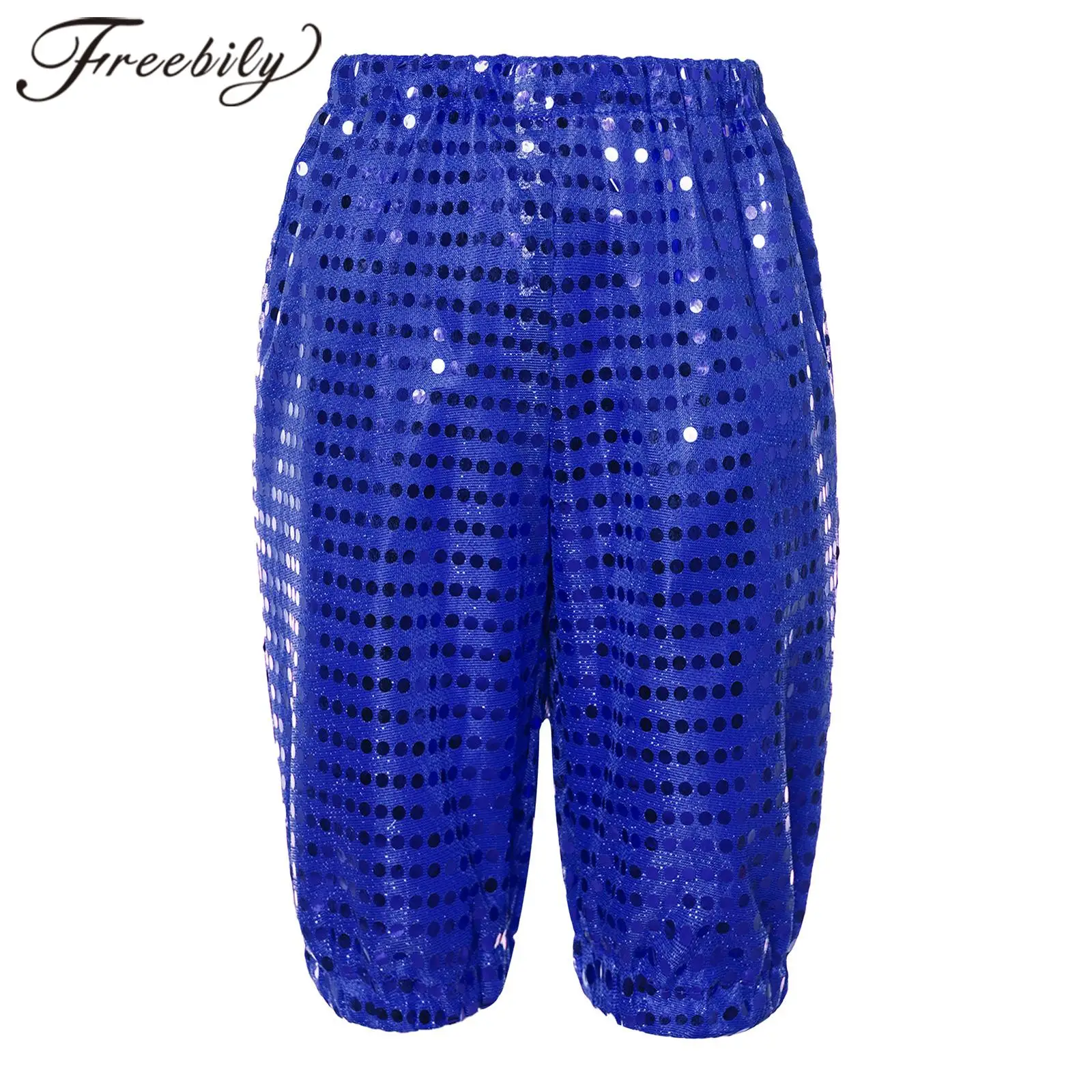 

Kids Girls Boys Shiny Sequins Half Pants Dancewear Birthday Party Stage Performance Jazz Dance Costume Childrens Hip Hop Clothes