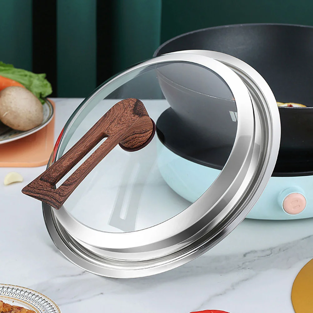 

Universal Pot Cover Round Glass Pot Lid Stainless Steel Pan Lid Kitchen Cookware Replacement