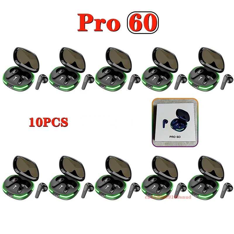 

5/10PCS Pro 60 Bluetooth Earphones TWS Wireless Headphones Display Stereo Headset Touch Control Earbuds Noise Reduction PK F9-5C