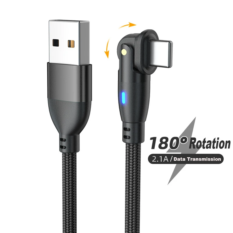 180 ° Вращающийся Кабель Для Быстрой Зарядки QC3.0 5A Передачи Данных Type-C