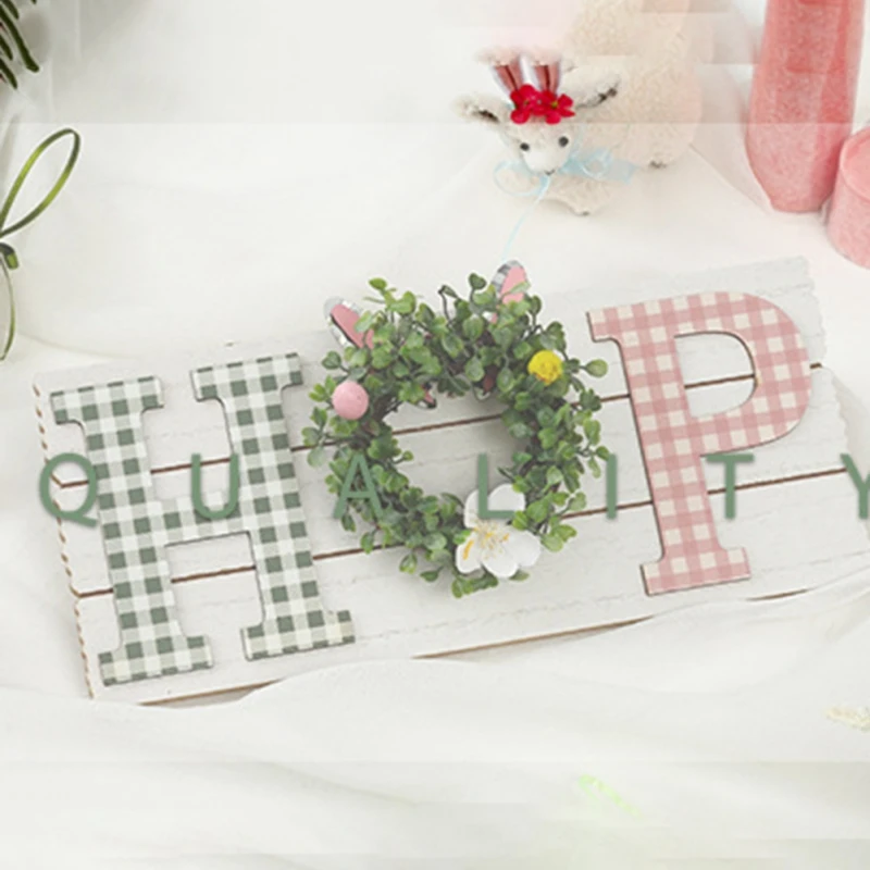 

Wooden Easter Door Hanging Sign Decoration Wooden Easter Egg Rabbit Bunny For Spring Party Easter Wreath Ornament