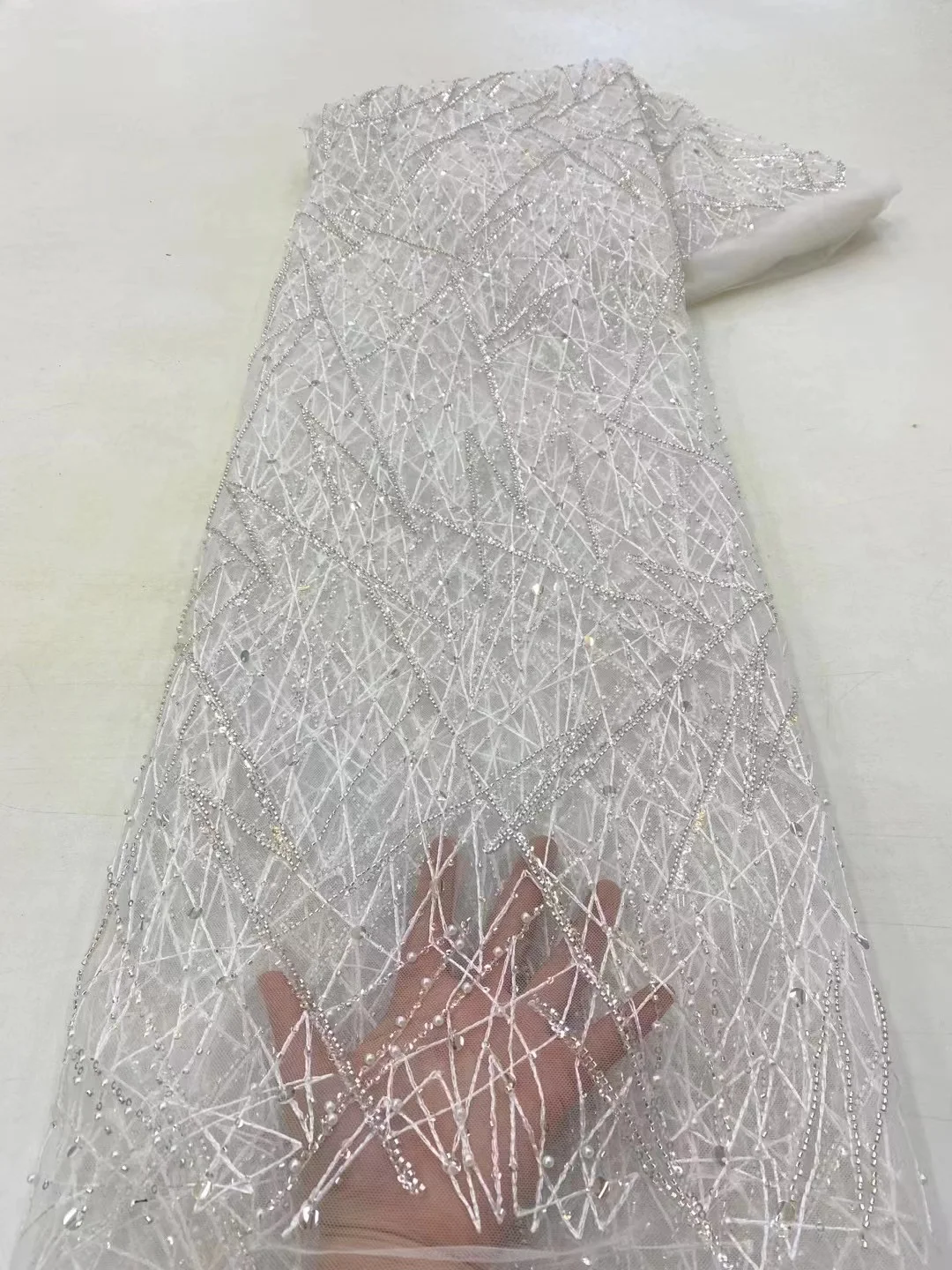 Рисунок 4 - 5 ярдов, Роскошная 3D Цветочная бисерная ткань