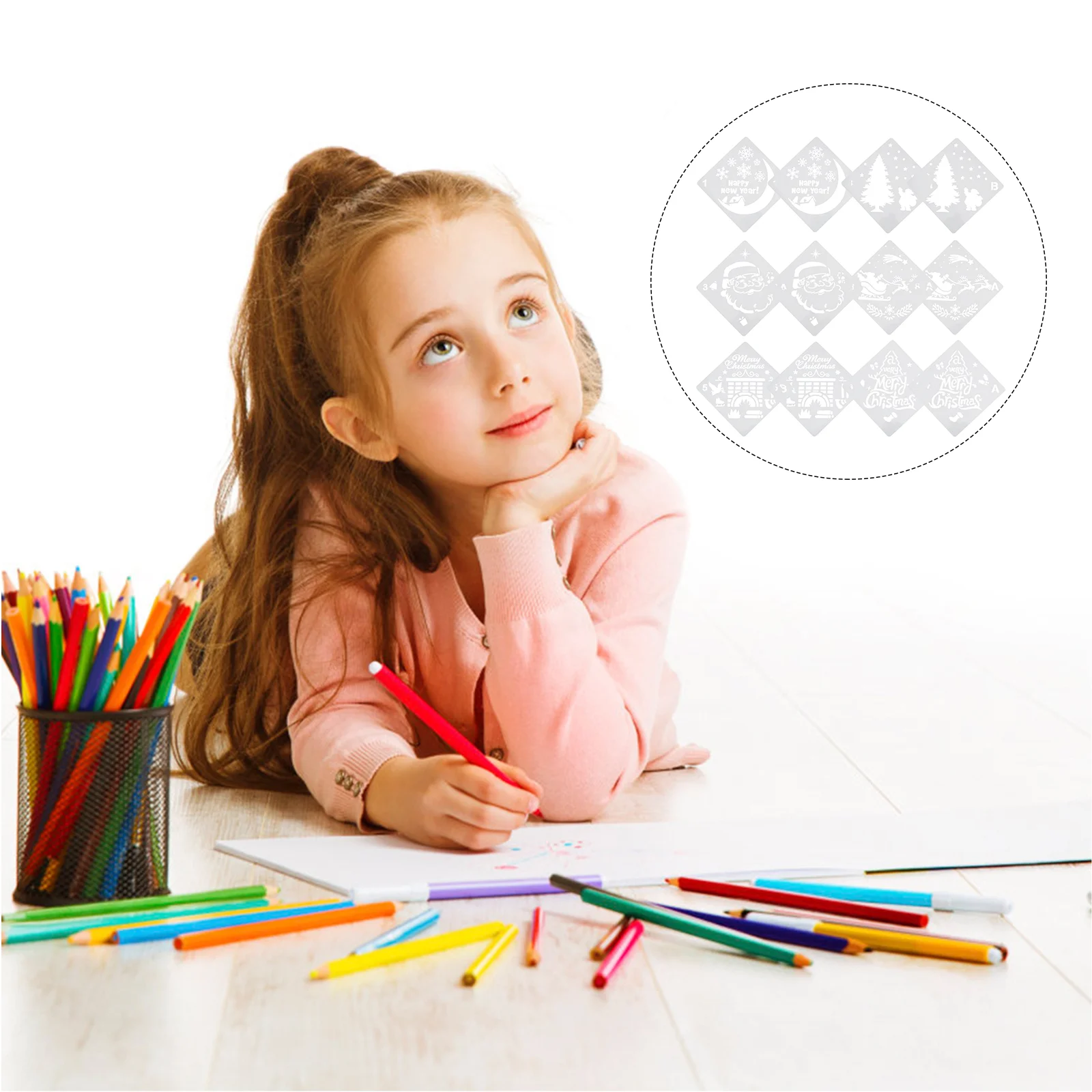 

Stencil Christmas Template Drawing Nwe Partydiy Decorative Projectsyear Snowflake Floor Painting Holiday Woodsanta Stencils