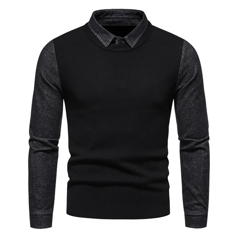 

Fall 2022 Slim Fit Men's Two Piece Sweater British Shirt Collar Sweater