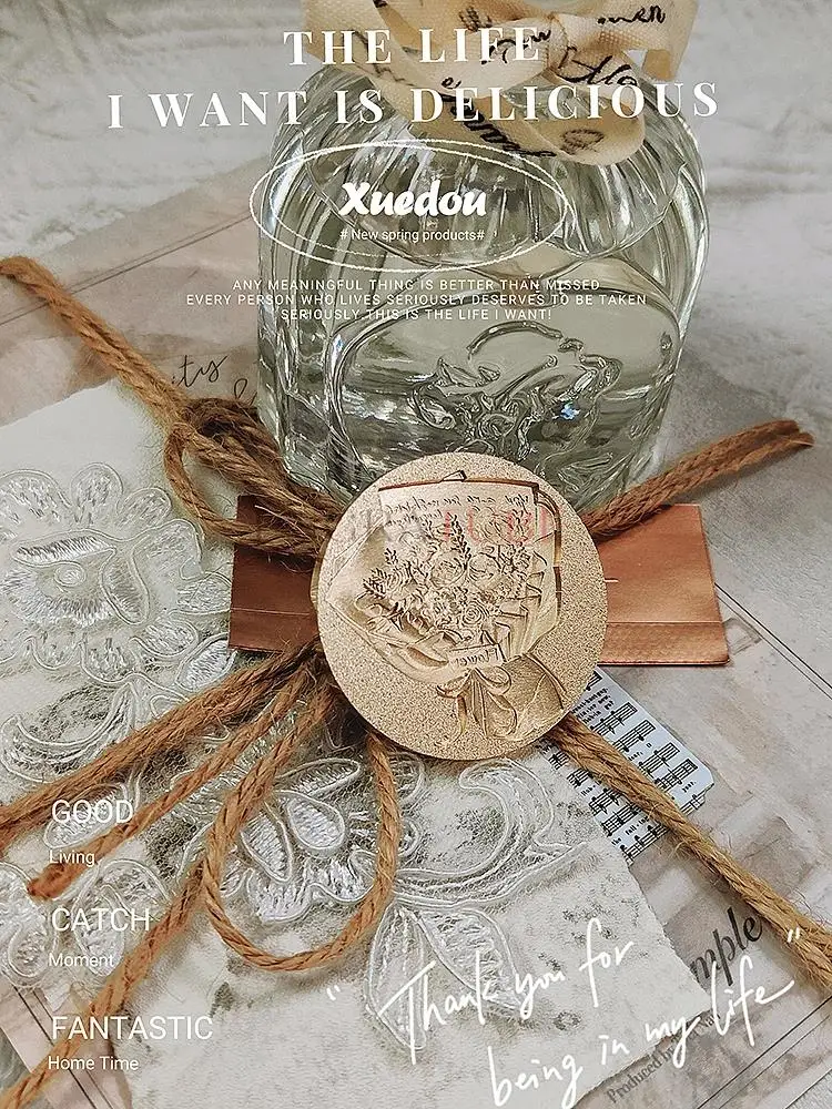 3D тисненый восковой штамп рельефный матовый букет исповедь венок подарочная