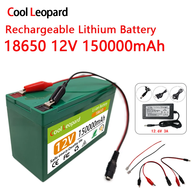 

18650 12V 150Ah Li-ion Battery Pack Built-In BMS,For Sprayer, Electric Vehicle,Solar LED Lamp,12V Lithium Battery+12.6V Charger