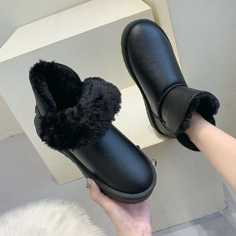 Зимние Теплые Женские Ботинки Из Бархатной Кожи До Середины Икры