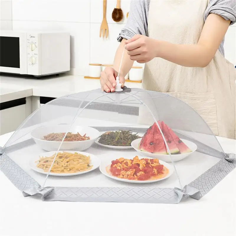 

Meal Hood Shrink Freely Drawstring Design Transparent Suspendable Foldable Stable And Durable Anti-fly And Insect Fine Mesh