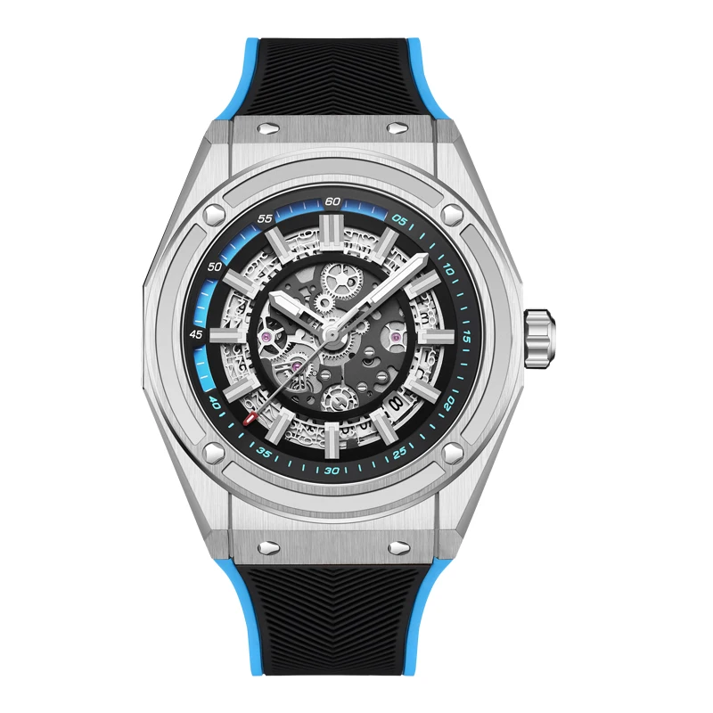 Мужские автоматические часы HANBORO 42 мм роскошные механические наручные