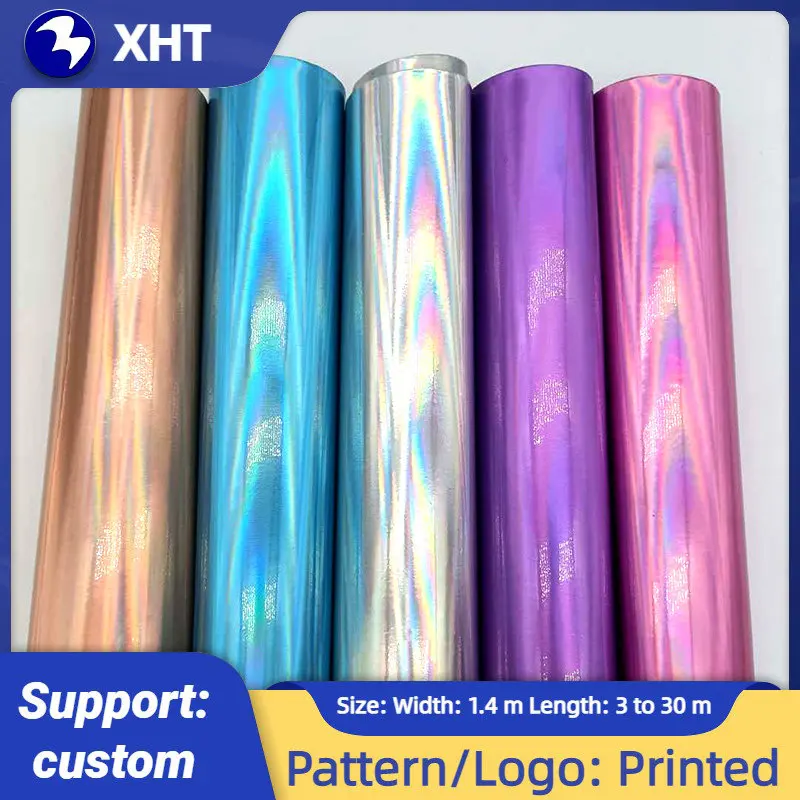 

30x135cm Solid Color Plain Design Metallic Laser Rainbow Reflective Effect PU Holographic Faux Leather Fabric for Shoe/Bag/Craft