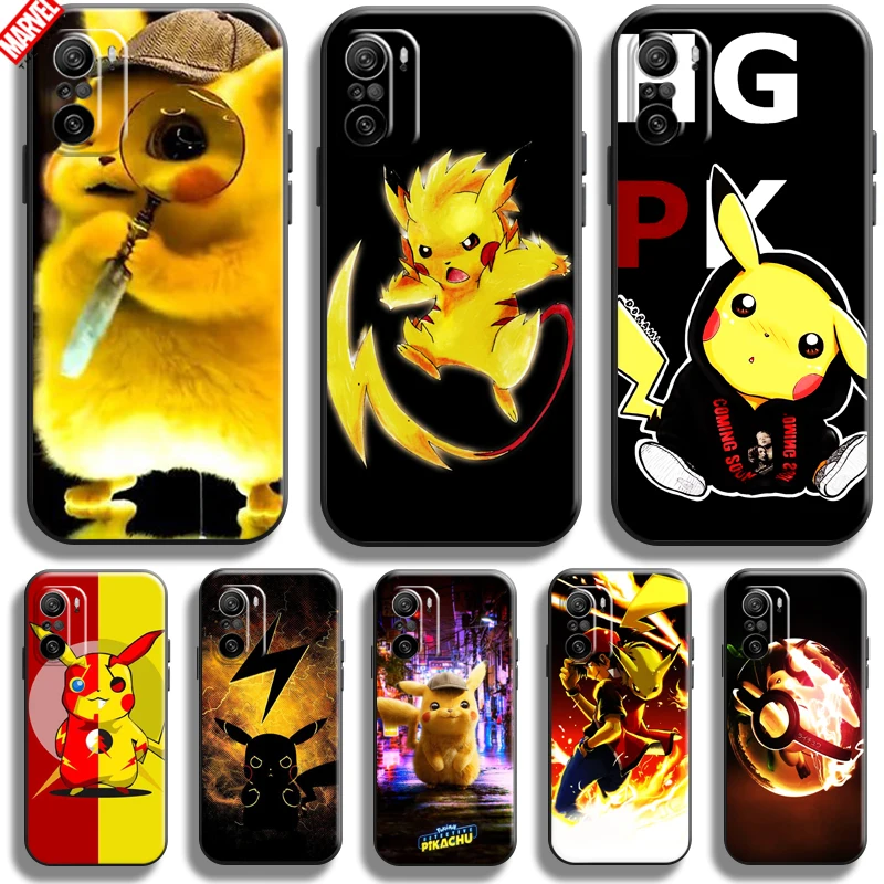 

Anime Pokemon Cute Pikachu For Xiaomi Redmi K40 K40 Pro K40 Gaming Phone Case Funda Carcasa Back Black Soft Silicone Cover