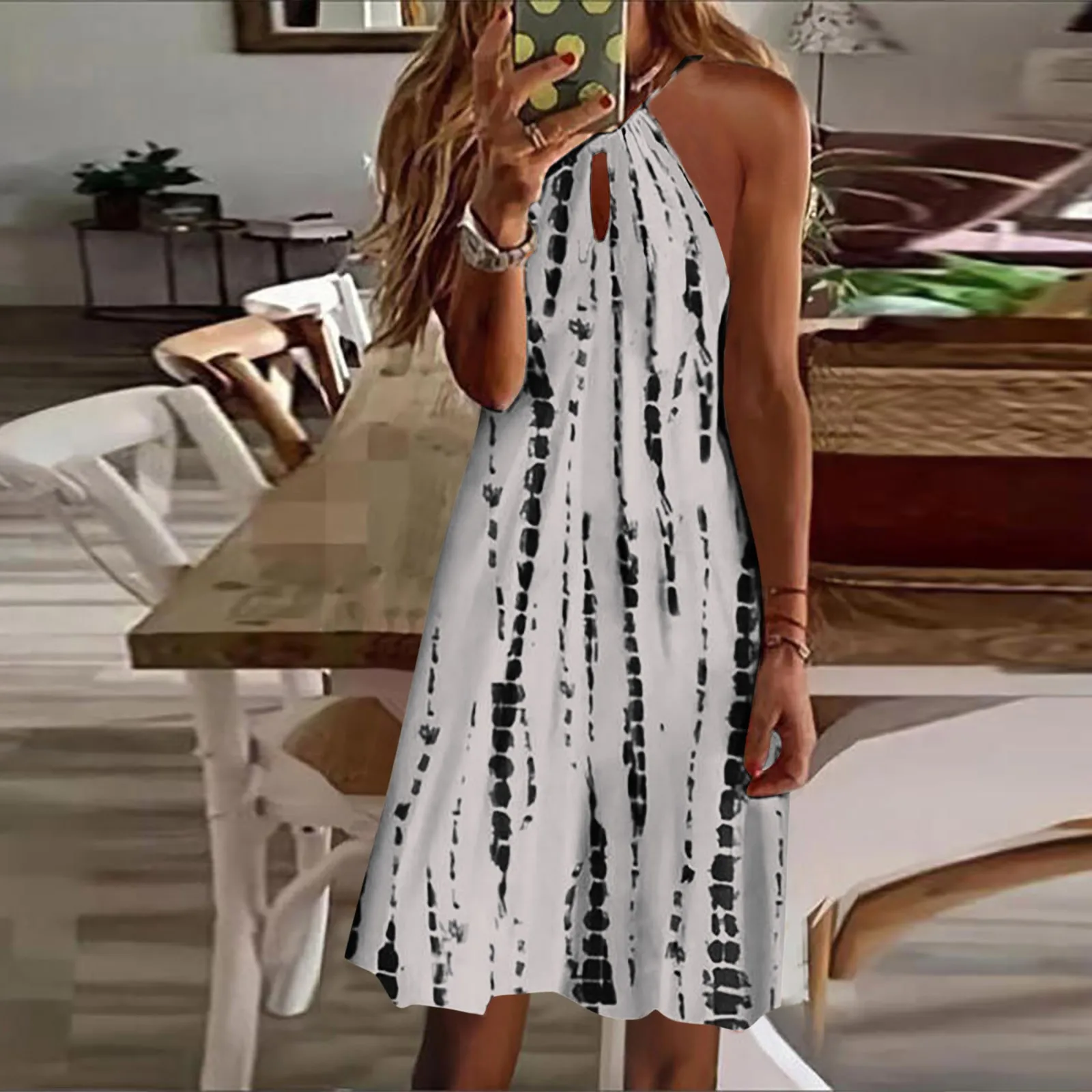 

Женское винтажное мини-платье на бретелях-спагетти, без рукавов