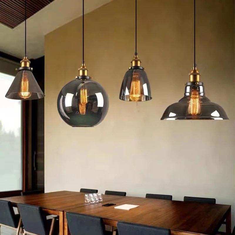 

Винтажный подвесной светильник в стиле ретро, стеклянный светодиодный современный светильник для кухни, ресторана, бара, комнатное украшение для гостиной