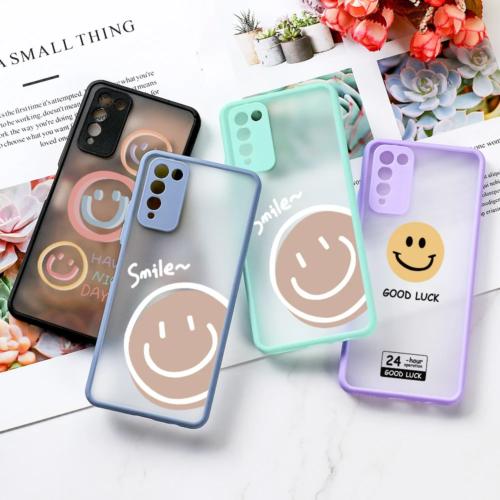 

Smile Face Case For Huawei P30 Pro Case Fundas Huawei P40 P30 Lite Honor 50 20 10X 8X 9A 9X Nova 5T P Smart Z Matte Cute Covers