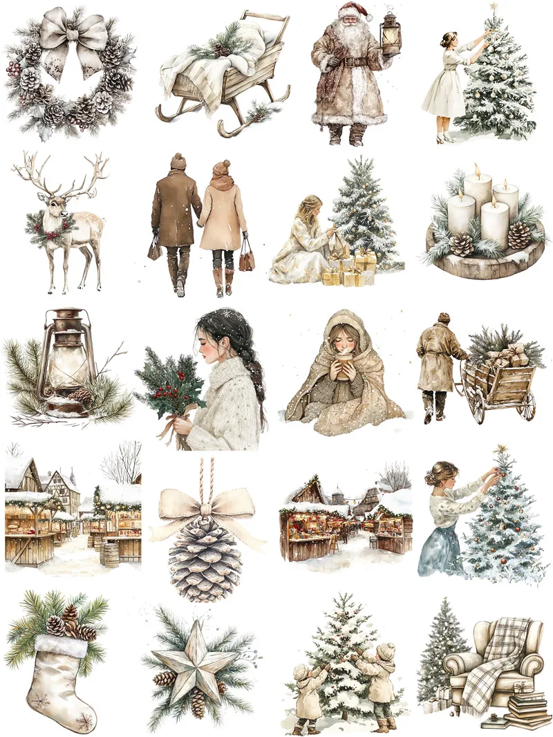 Белые зимние рождественские наклейки для рукоделия и скрапбукинга детские